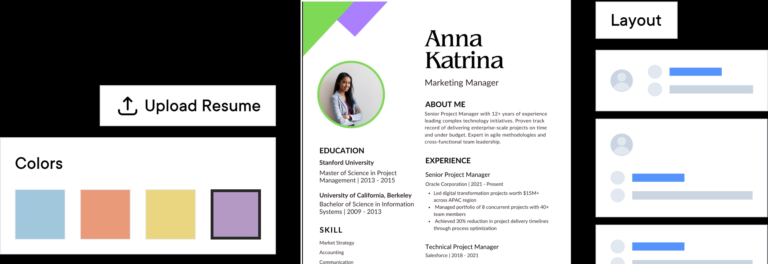 Resume builder editor