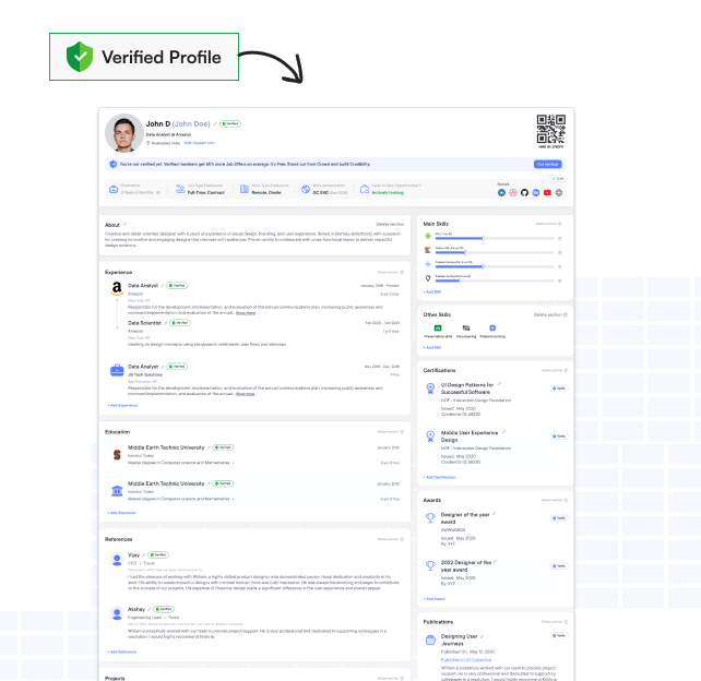 Verified Hire ID professional profile